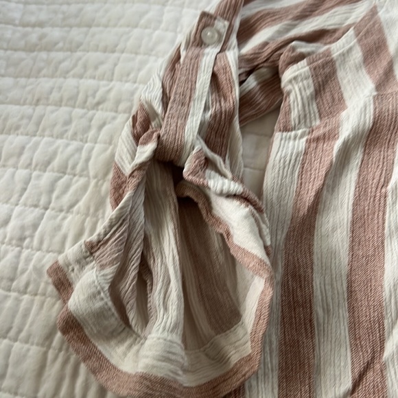 Vixbe size large striped button up blouse with tie front - Picture 4 of 7